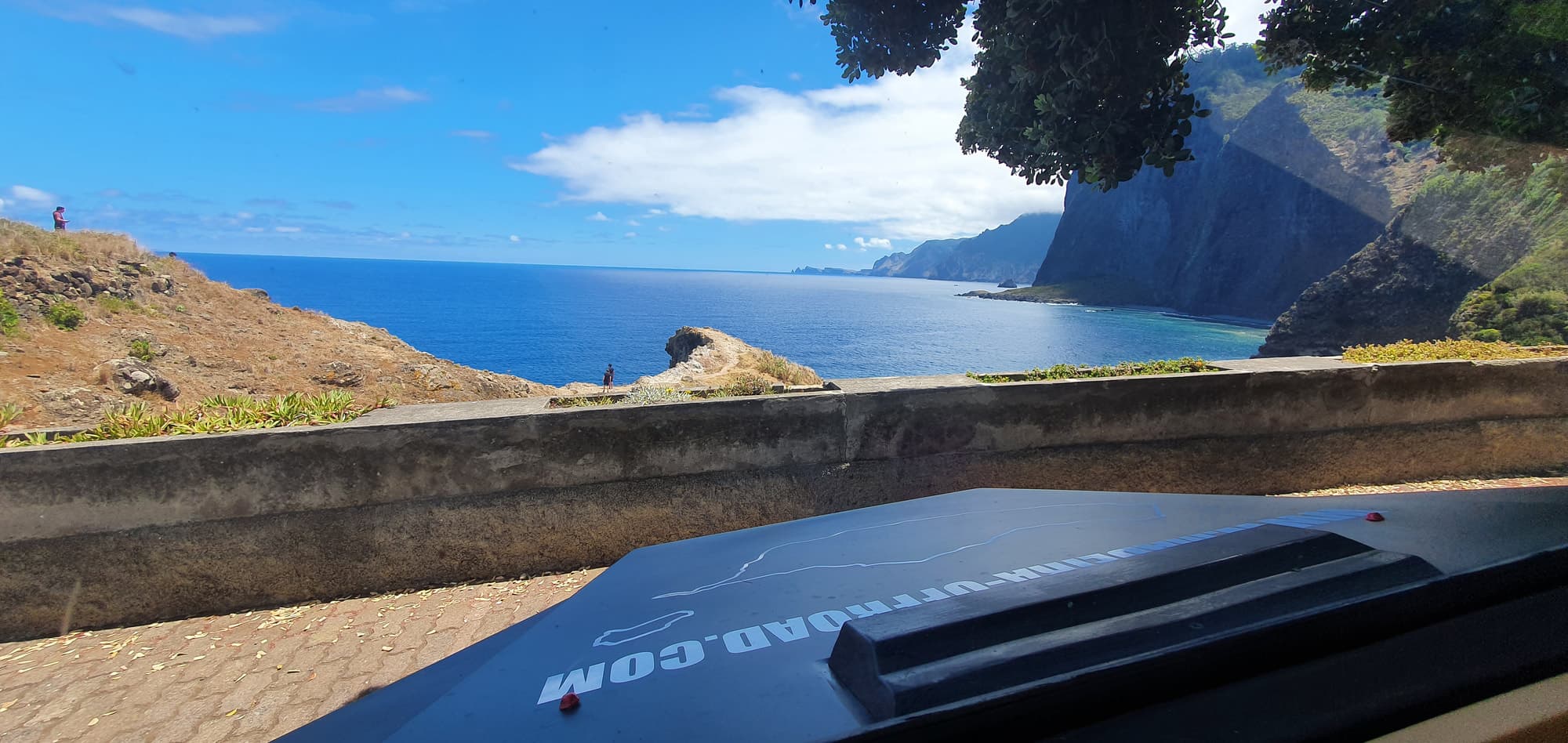 Madeira's north coast cliffs seen from the tour Jeep